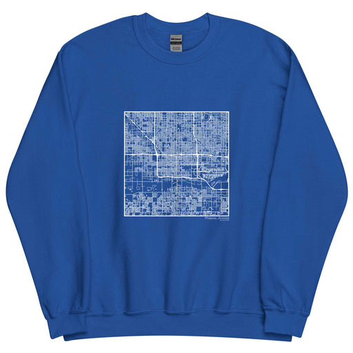 Phoenix Arizona  Map Unisex Crewneck Sweater with City inscription in Royal Blue