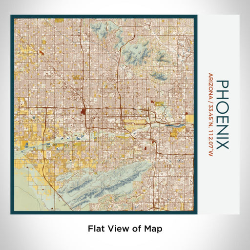 Rendered View of Phoenix Arizona Map on 17oz Stainless Steel Insulated Tumbler in Woodblock Map Style