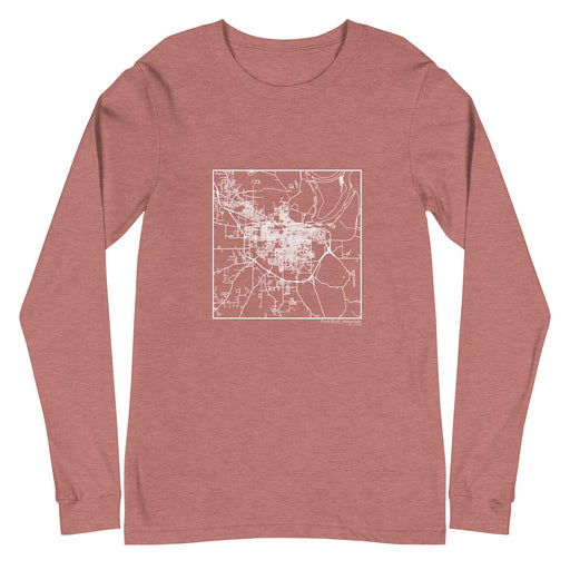 Pine Bluff Arkansas  Map Unisex Long-Sleeve T-shirt with City inscription in Heather Mauve
