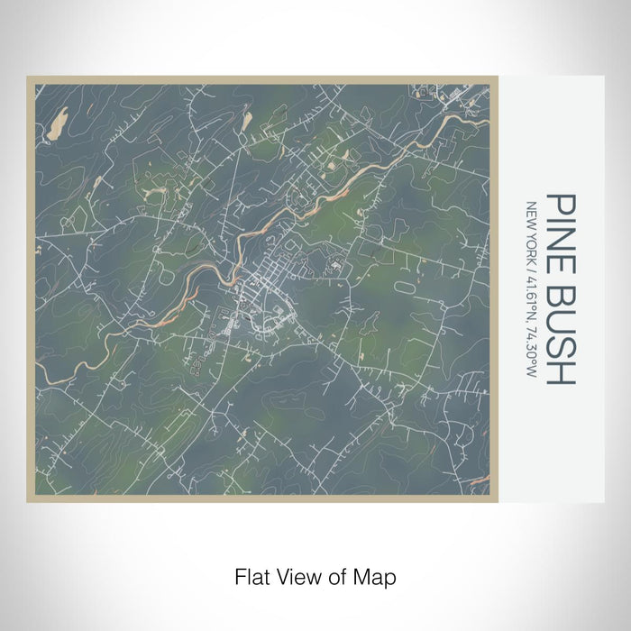 Rendered View of Pine Bush New York Map on 20oz Stainless Steel Insulated Bottle with Bamboo Top with printed afternoon style map