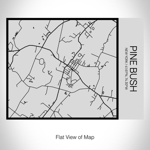 Rendered View of Pine Bush New York Map on 20oz Stainless Steel Insulated Bottle with Bamboo Top with printed Tactile Lines Map in Black