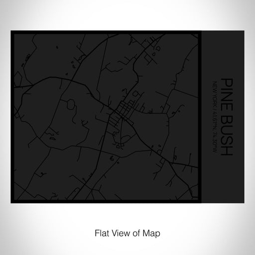 Rendered View of Pine Bush New York Map on 20oz Stainless Steel Insulated Bottle with Bamboo Top in Matte Black with printed Tactile Lines Map in Black