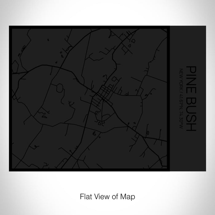 Rendered View of Pine Bush New York Map on 20oz Stainless Steel Insulated Bottle with Bamboo Top in Matte Black with printed Tactile Lines Map in Black