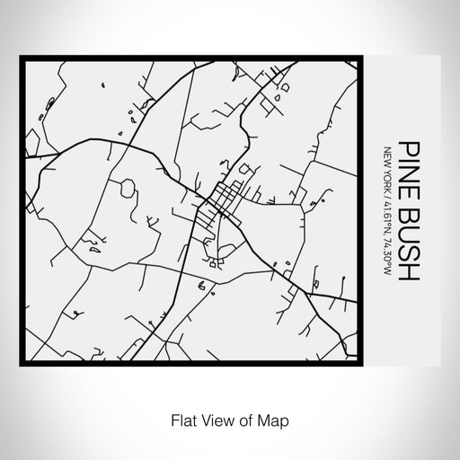 Rendered View of Pine Bush New York Map on 20oz Stainless Steel Insulated Bottle with Bamboo Top in Matte White with printed Tactile Lines Map in Black