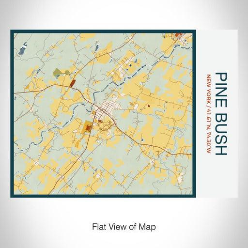 Rendered View of Pine Bush New York Map on 20oz Stainless Steel Insulated Bottle with Bamboo Top with printed woodblock style map