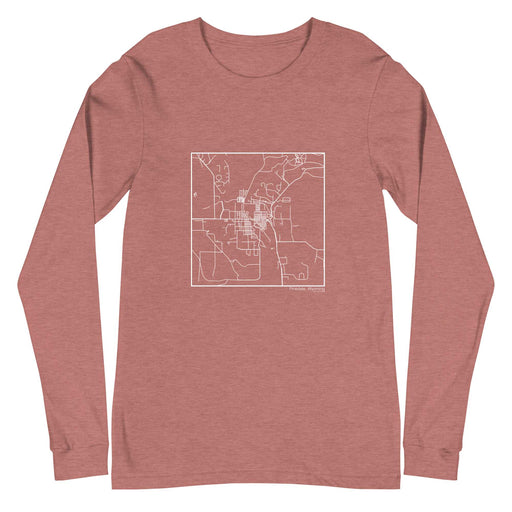 Pinedale Wyoming  Map Unisex Long-Sleeve T-shirt with City inscription in Heather Mauve