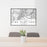 24x36 Pine Flat Lake California Map Print Lanscape Orientation in Classic Style Behind 2 Chairs Table and Potted Plant