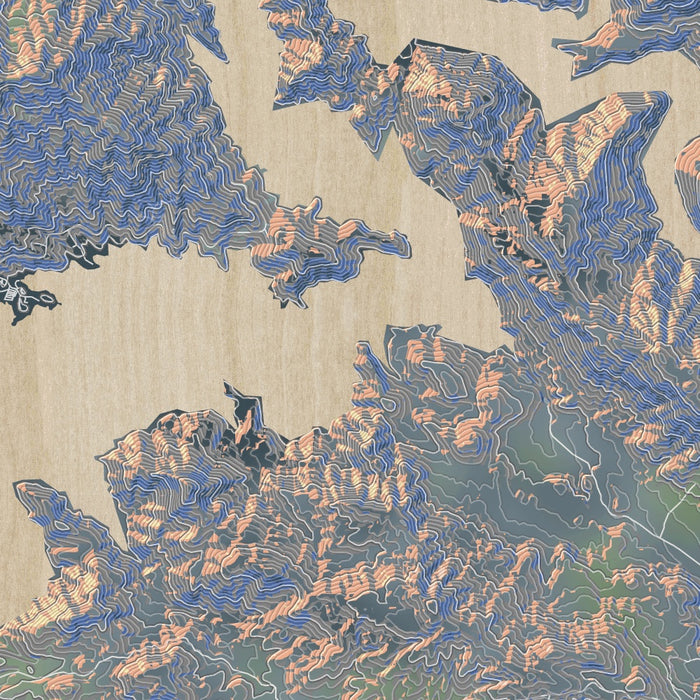Pine Flat Lake California Map Print in Afternoon Style Zoomed In Close Up Showing Details