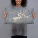 Person holding 20x12 Custom Pine Flat Lake California Map Throw Pillow in Afternoon