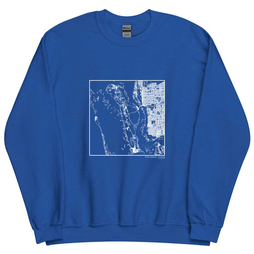 Pine Island Florida  Map Unisex Crewneck Sweater with City inscription in Royal Blue