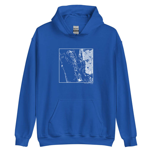Pine Island Florida  Map Unisex Hoodie Sweater with City inscription in Royal Blue