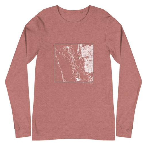 Pine Island Florida  Map Unisex Long-Sleeve T-shirt with City inscription in Heather Mauve