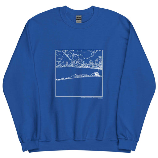 Pine Knoll Shores North Carolina  Map Unisex Crewneck Sweater with City inscription in Royal Blue