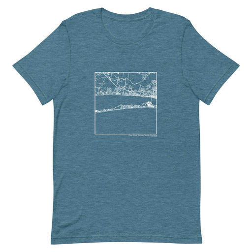 Pine Knoll Shores North Carolina  Map Unisex T-Shirt with City inscription in Heather Teal