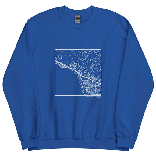 Pismo Beach California  Map Unisex Crewneck Sweater with City inscription in Royal Blue