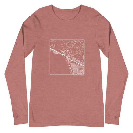 Pismo Beach California  Map Unisex Long-Sleeve T-shirt with City inscription in Heather Mauve