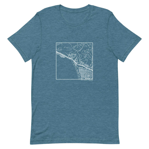 Pismo Beach California  Map Unisex T-Shirt with City inscription in Heather Teal