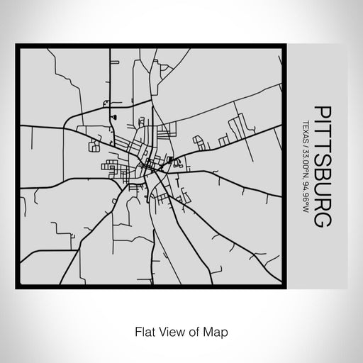 Rendered View of Pittsburg Texas Map on 20oz Stainless Steel Insulated Bottle with Bamboo Top with printed Tactile Lines Map in Black