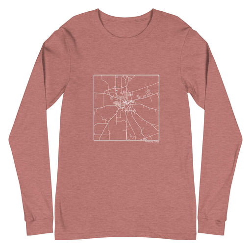 Pittsburg Texas  Map Unisex Long-Sleeve T-shirt with City inscription in Heather Mauve