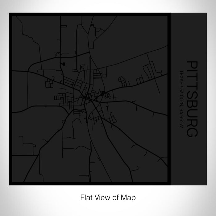 Rendered View of Pittsburg Texas Map on 17oz Stainless Steel Insulated Tumbler in Matte Black with Tactile Lines