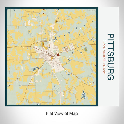 Rendered View of Pittsburg Texas Map on 17oz Stainless Steel Insulated Tumbler in Woodblock Map Style
