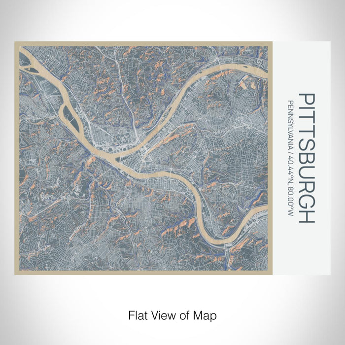 Rendered View of Pittsburgh Pennsylvania Map on 20oz Stainless Steel Insulated Bottle with Bamboo Top with printed afternoon style map