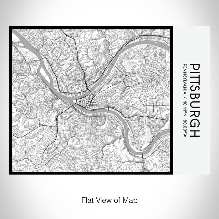 Rendered View of Pittsburgh Pennsylvania Map on 20oz Stainless Steel Insulated Bottle with Bamboo Top with printed classic style map
