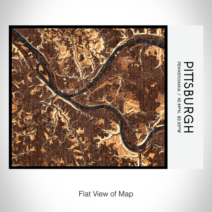 Rendered View of Pittsburgh Pennsylvania Map on 20oz Stainless Steel Insulated Bottle with Bamboo Top with printed ember style map