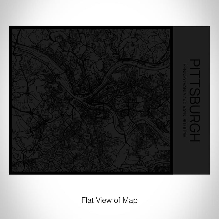 Rendered View of Pittsburgh Pennsylvania Map on 20oz Stainless Steel Insulated Bottle with Bamboo Top in Matte Black with printed Tactile Lines Map in Black