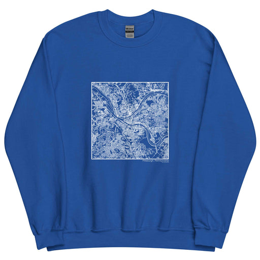 Pittsburgh Pennsylvania  Map Unisex Crewneck Sweater with City inscription in Royal Blue