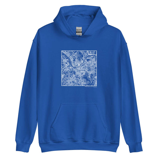 Pittsburgh Pennsylvania  Map Unisex Hoodie Sweater with City inscription in Royal Blue