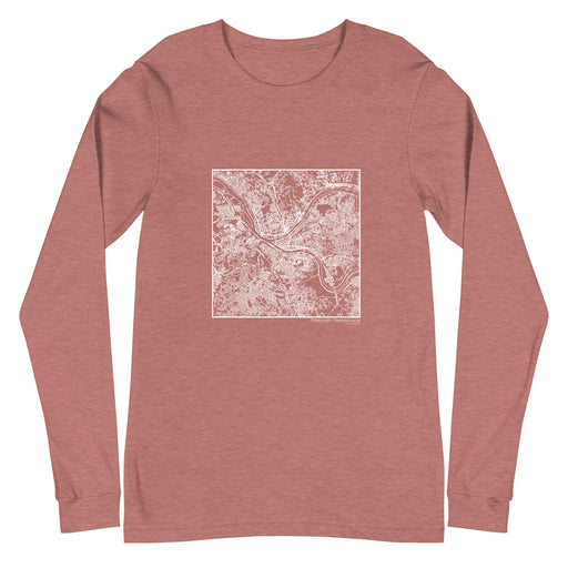 Pittsburgh Pennsylvania  Map Unisex Long-Sleeve T-shirt with City inscription in Heather Mauve