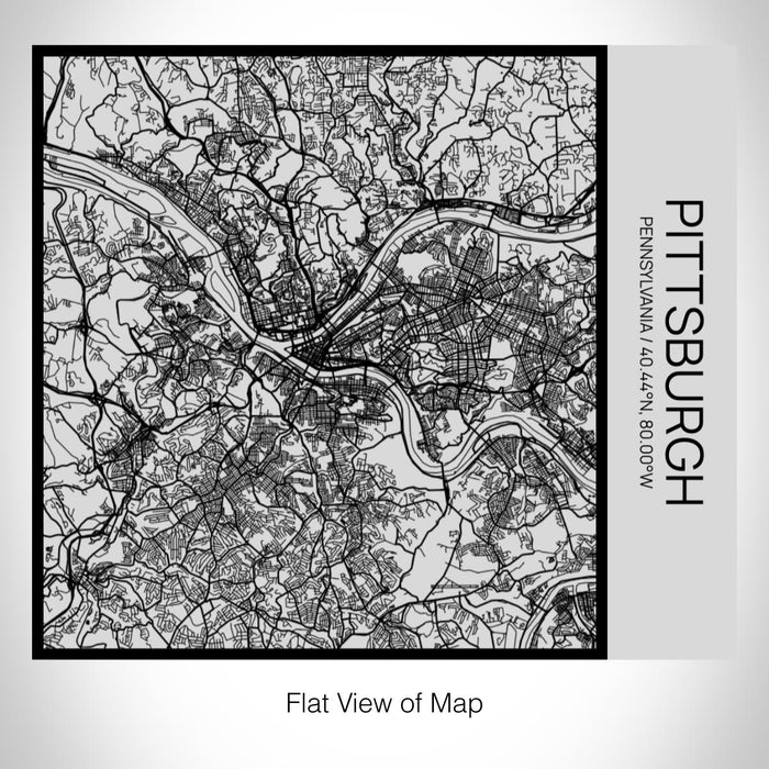 Rendered View of Pittsburgh Pennsylvania Map on 17oz Stainless Steel Insulated Tumbler in Tactile Lines with Succulent in Background