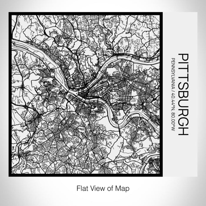 Rendered View of Pittsburgh Pennsylvania Map on 17oz Stainless Steel Insulated Tumbler in Matte White with Tactile Lines