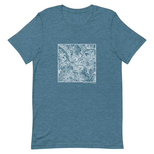 Pittsburgh Pennsylvania  Map Unisex T-Shirt with City inscription in Heather Teal