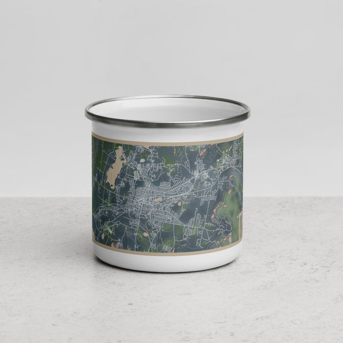 Front View Custom Pittsfield Massachusetts Map Enamel Mug in Afternoon
