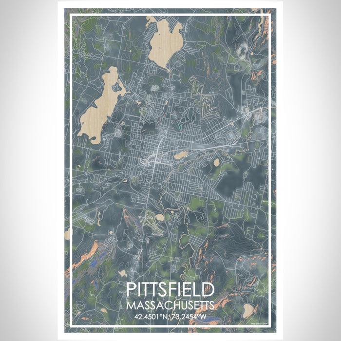 Pittsfield Massachusetts Map Print Portrait Orientation in Afternoon Style With Shaded Background