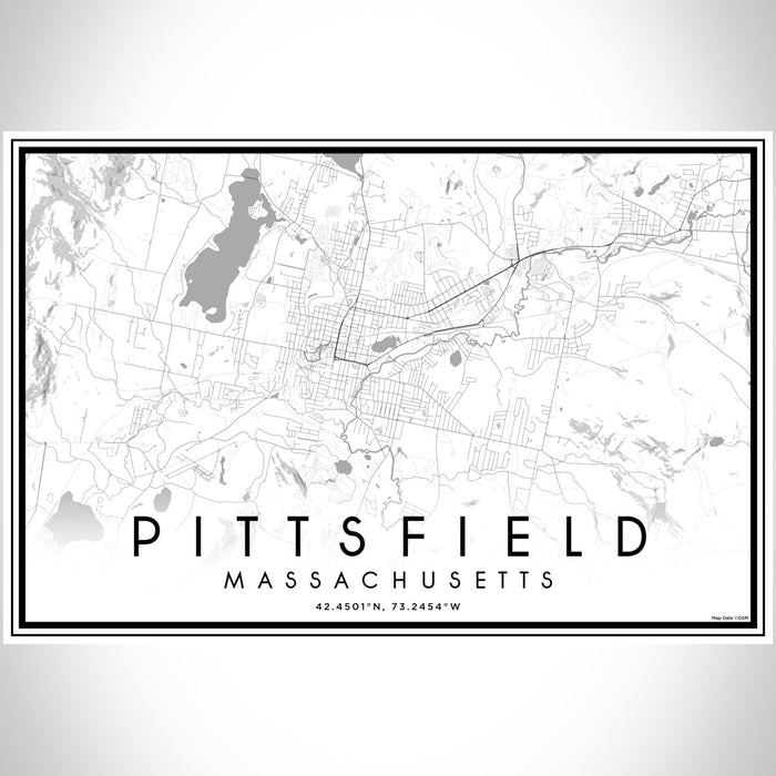 Pittsfield Massachusetts Map Print Landscape Orientation in Classic Style With Shaded Background