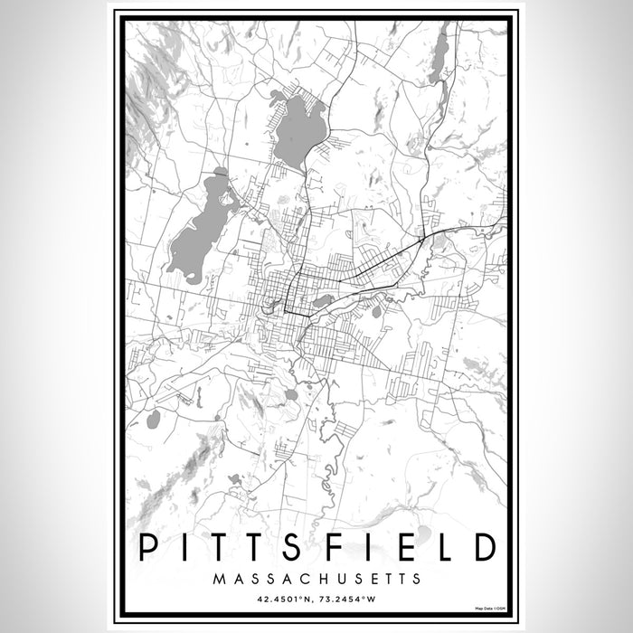 Pittsfield Massachusetts Map Print Portrait Orientation in Classic Style With Shaded Background