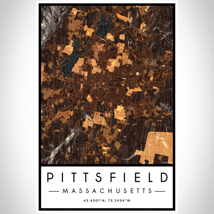 Pittsfield Massachusetts Map Print Portrait Orientation in Ember Style With Shaded Background