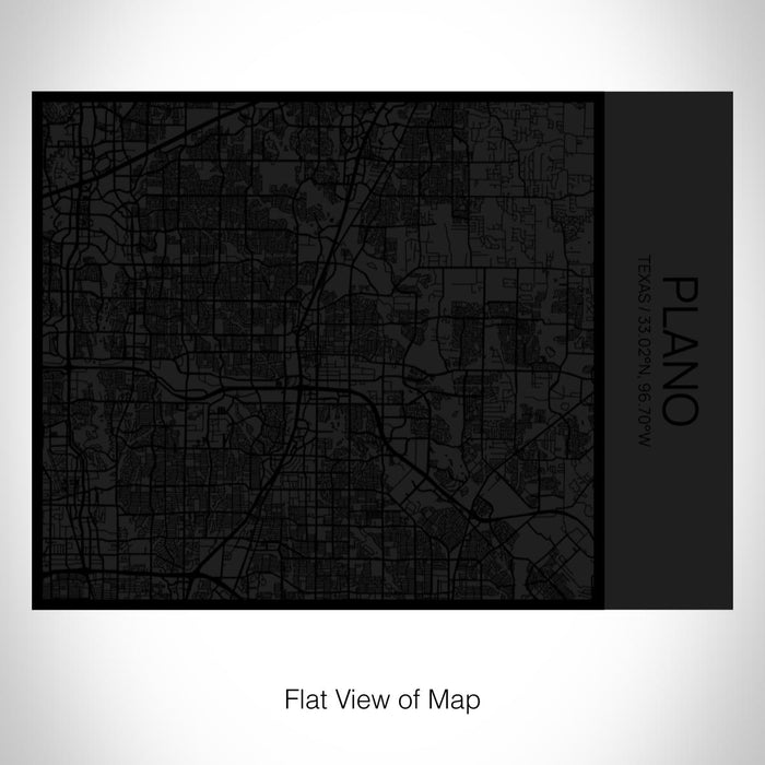 Rendered View of Plano Texas Map on 20oz Stainless Steel Insulated Bottle with Bamboo Top in Matte Black with printed Tactile Lines Map in Black