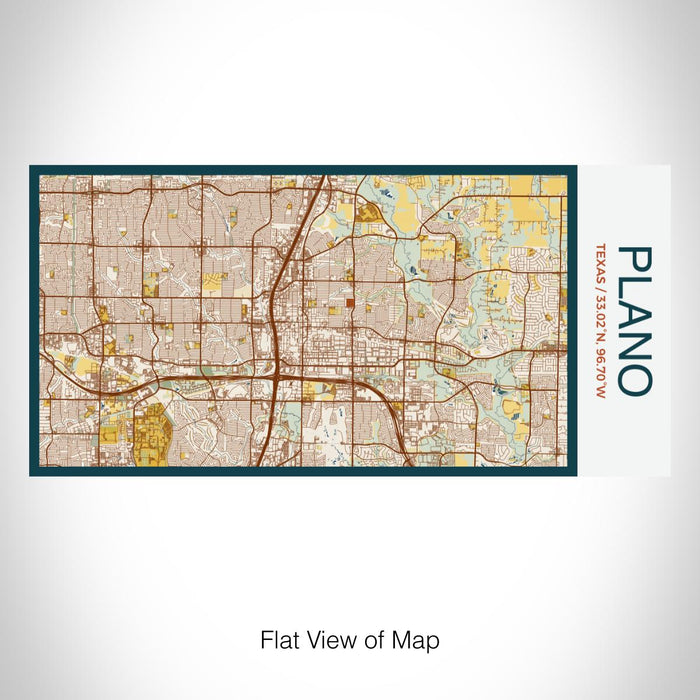 Rendered View of Plano Texas Map on 17oz Stainless Steel Insulated Bottle with printed woodblock style map