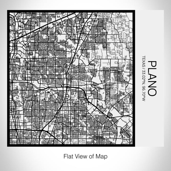 Rendered View of Plano Texas Map on 17oz Stainless Steel Insulated Tumbler in Matte White with Tactile Lines