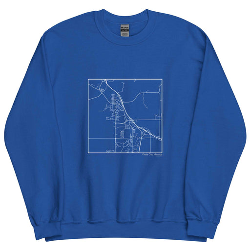 Platte City Missouri  Map Unisex Crewneck Sweater with City inscription in Royal Blue