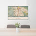 24x36 Pleasant Hill California Map Print Landscape Orientation in Woodblock Style Behind 2 Chairs Table and Potted Plant