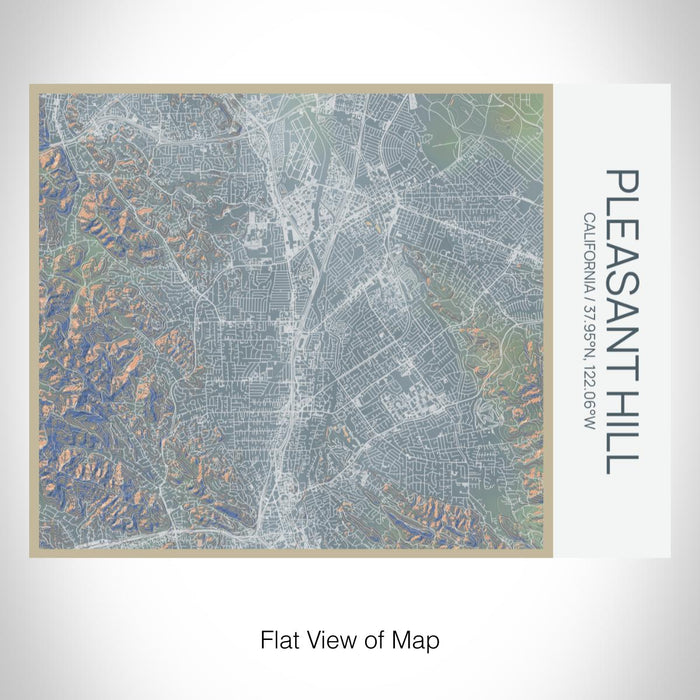 Rendered View of Pleasant Hill California Map on 20oz Stainless Steel Insulated Bottle with Bamboo Top with printed afternoon style map