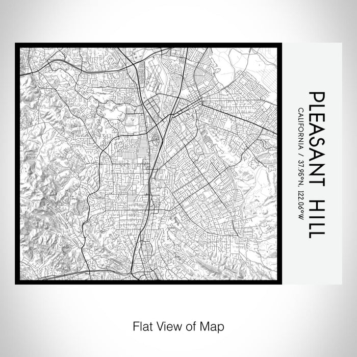 Rendered View of Pleasant Hill California Map on 20oz Stainless Steel Insulated Bottle with Bamboo Top with printed classic style map
