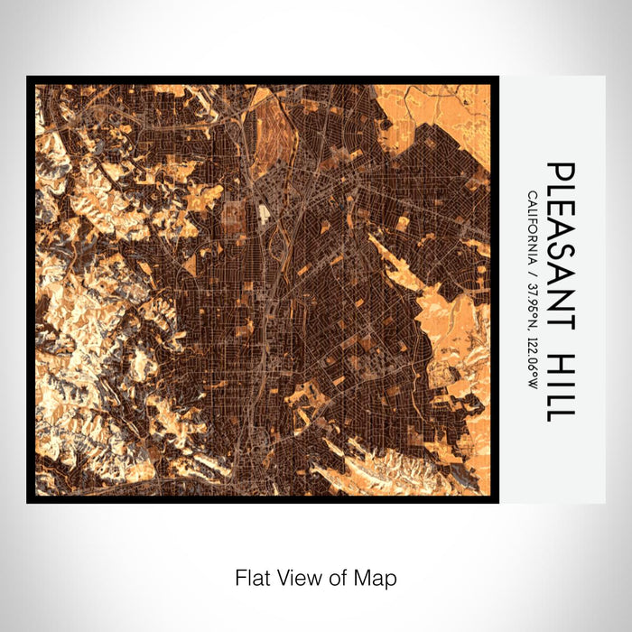 Rendered View of Pleasant Hill California Map on 20oz Stainless Steel Insulated Bottle with Bamboo Top with printed ember style map