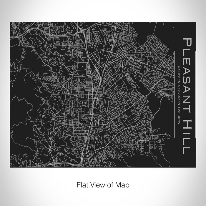 Rendered View of Pleasant Hill California Map on 20oz Stainless Steel Insulated Bottle with Bamboo Top in Black