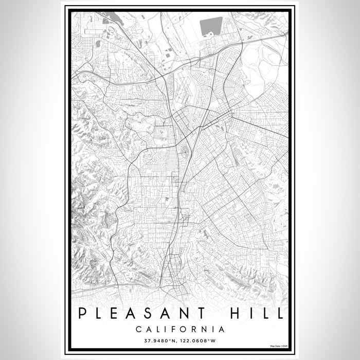 Pleasant Hill California Map Print Portrait Orientation in Classic Style With Shaded Background